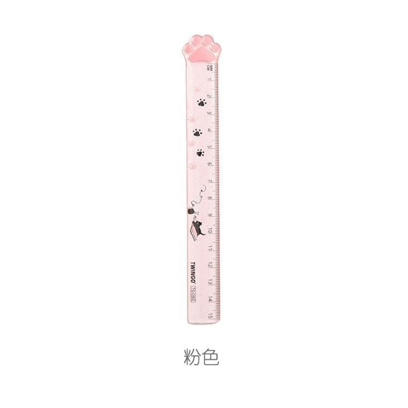 1 Pc Cute Kitty Cats Paw Straight Ruler Pink Stationery by The Kawaii Shoppu | The Kawaii Shoppu