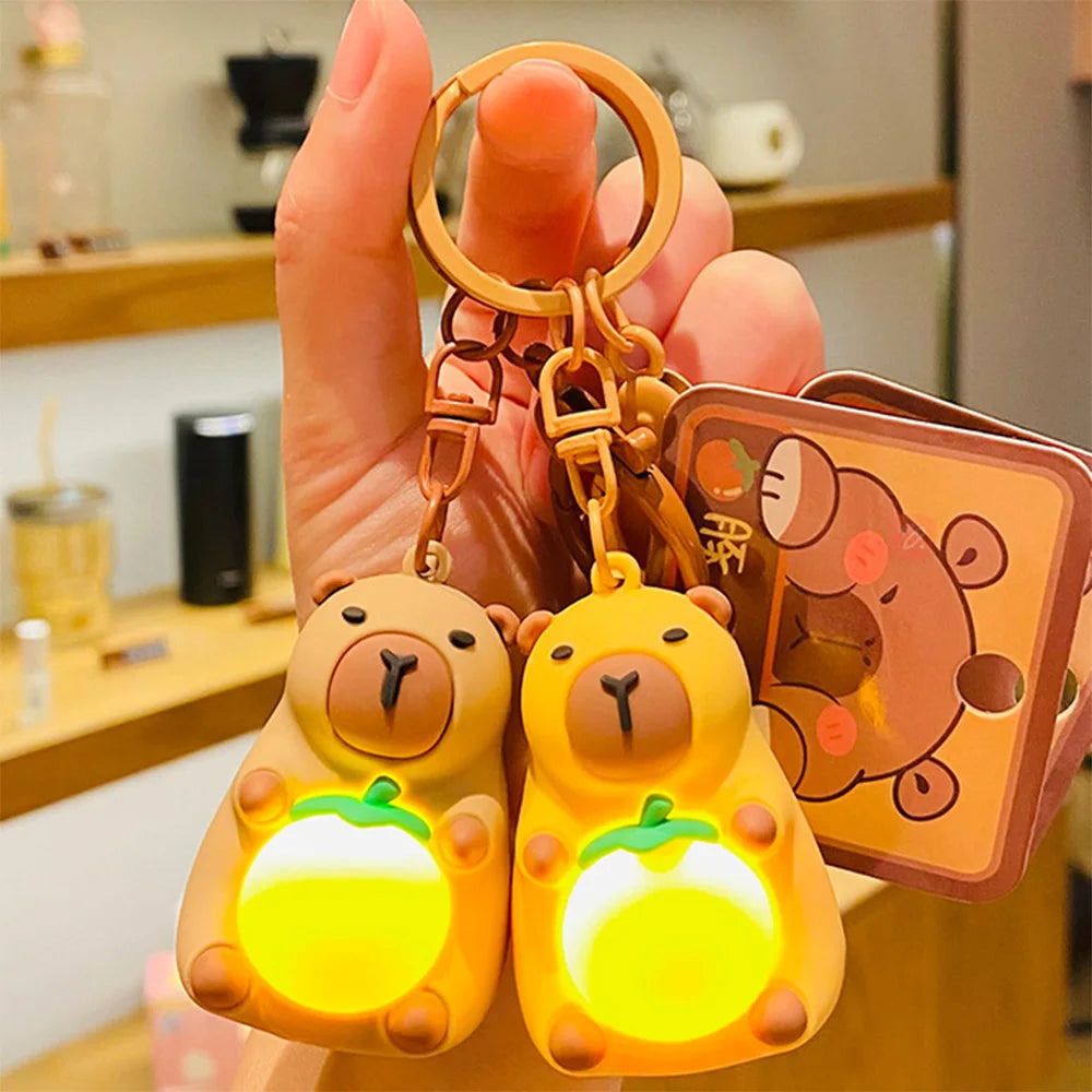 1 PC Cute Light Up Belly Capybara Keychain 6 cm Accessory by The Kawaii Shoppu | The Kawaii Shoppu