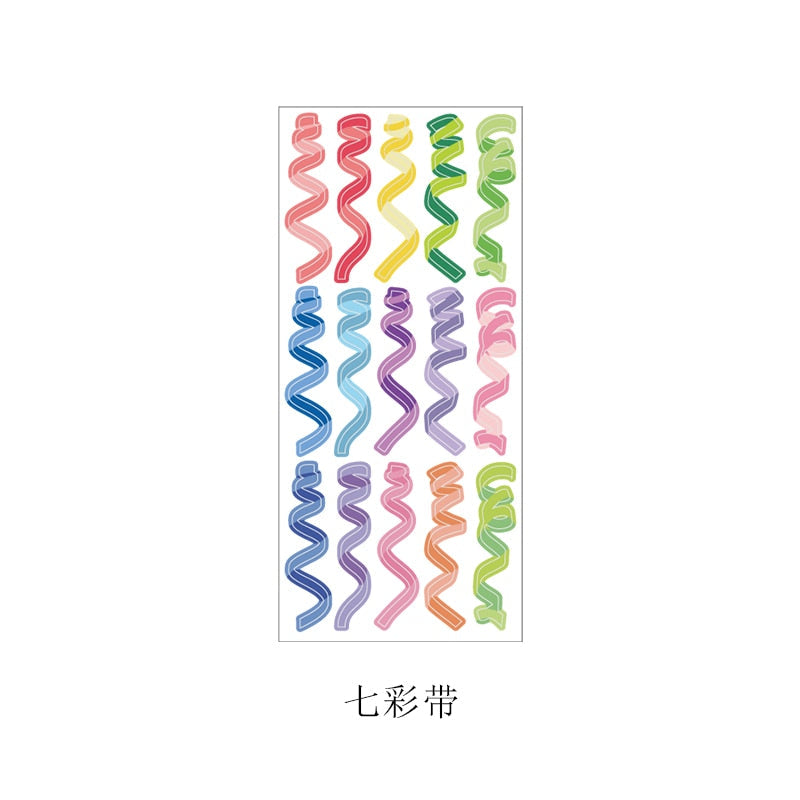 1 Sheet Ribbon Shiny Glitter Journaling Stickers A Stationery by The Kawaii Shoppu | The Kawaii Shoppu