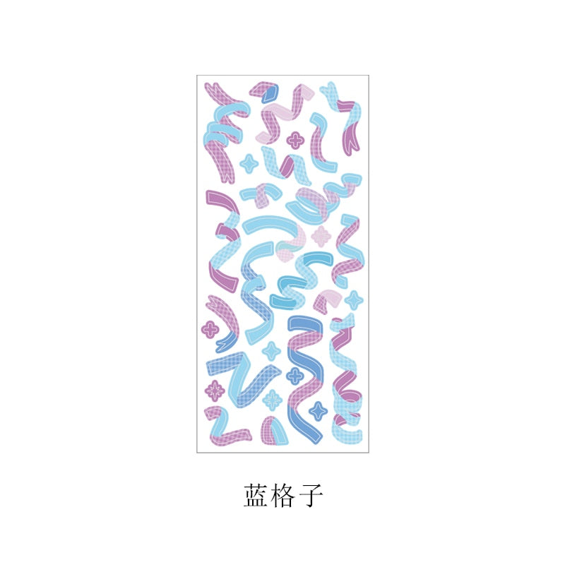 1 Sheet Ribbon Shiny Glitter Journaling Stickers B Stationery by The Kawaii Shoppu | The Kawaii Shoppu