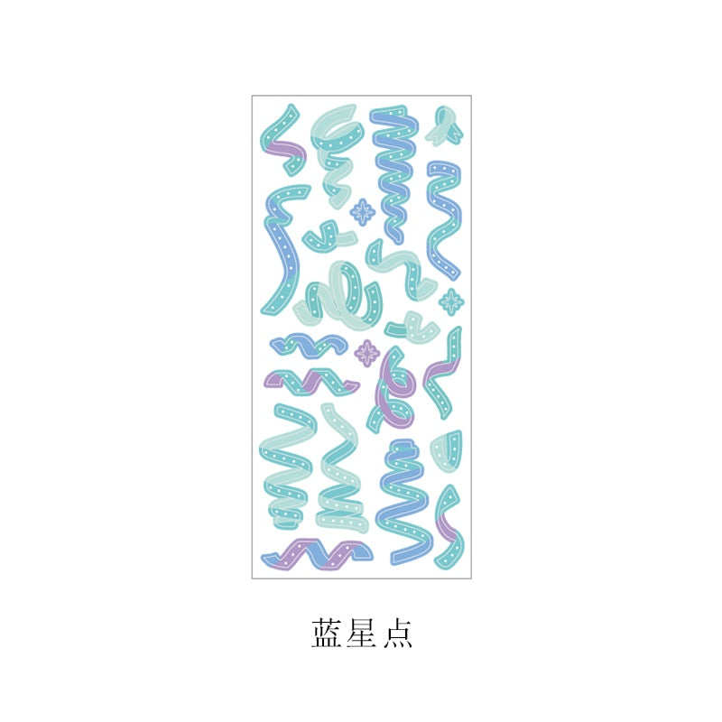 1 Sheet Ribbon Shiny Glitter Journaling Stickers D Stationery by The Kawaii Shoppu | The Kawaii Shoppu