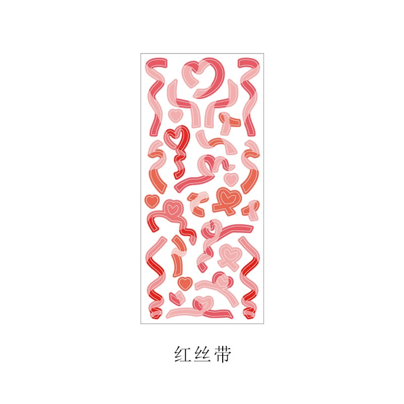 1 Sheet Ribbon Shiny Glitter Journaling Stickers F Stationery by The Kawaii Shoppu | The Kawaii Shoppu