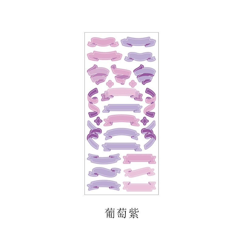 1 Sheet Ribbon Shiny Glitter Journaling Stickers G Stationery by The Kawaii Shoppu | The Kawaii Shoppu