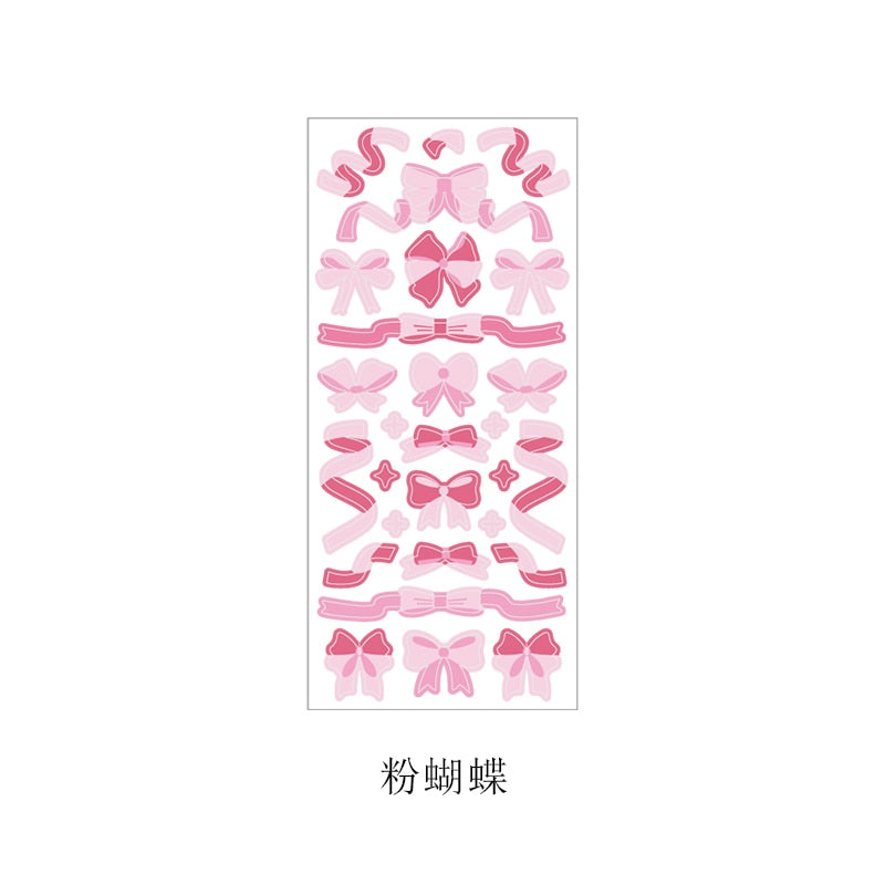 1 Sheet Ribbon Shiny Glitter Journaling Stickers H Stationery by The Kawaii Shoppu | The Kawaii Shoppu