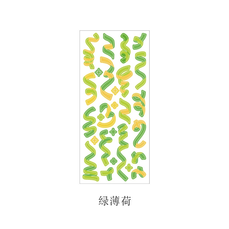 1 Sheet Ribbon Shiny Glitter Journaling Stickers J Stationery by The Kawaii Shoppu | The Kawaii Shoppu