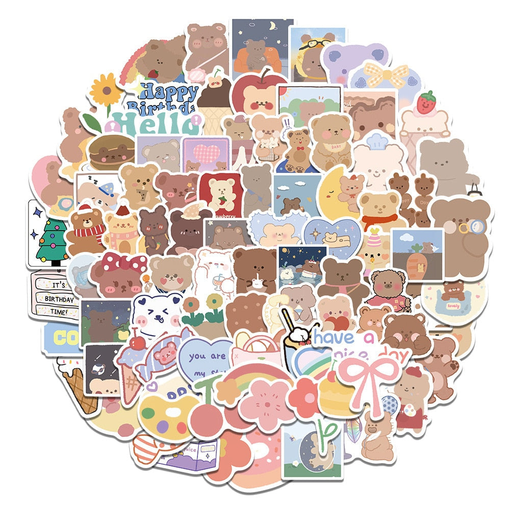 10/30/50/100pcs Kawaii Cartoon Waterproof Sticker Stationery by The Kawaii Shoppu | The Kawaii Shoppu