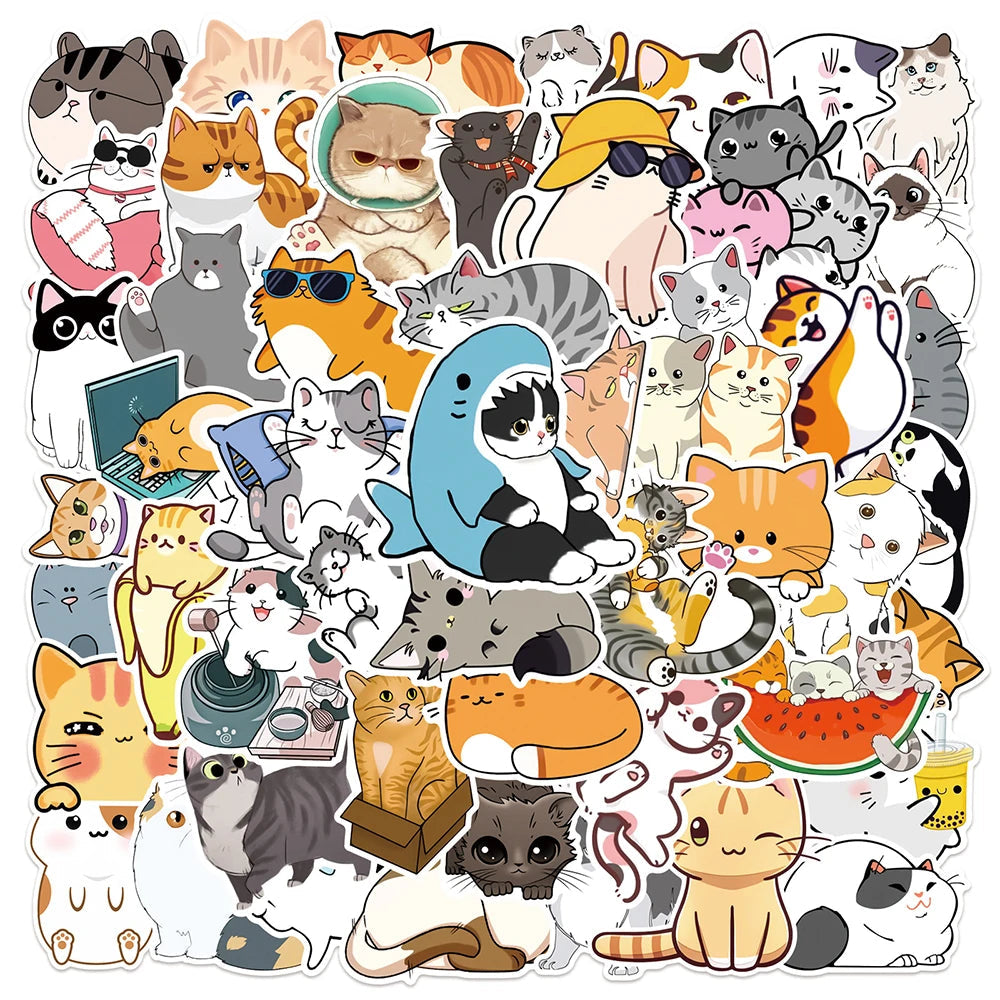 10/30/50pcs Kawaii Cat Stickers Stationery by The Kawaii Shoppu | The Kawaii Shoppu