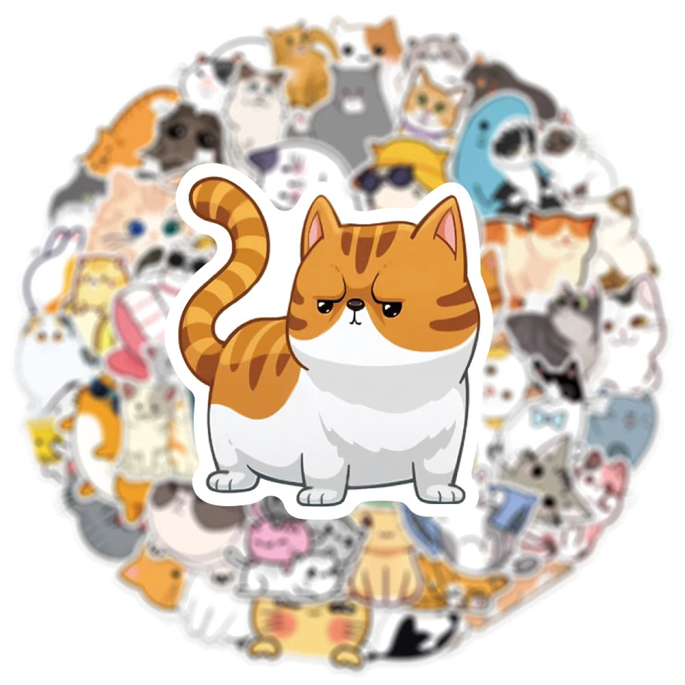 10/30/50pcs Kawaii Cat Stickers Stationery by The Kawaii Shoppu | The Kawaii Shoppu