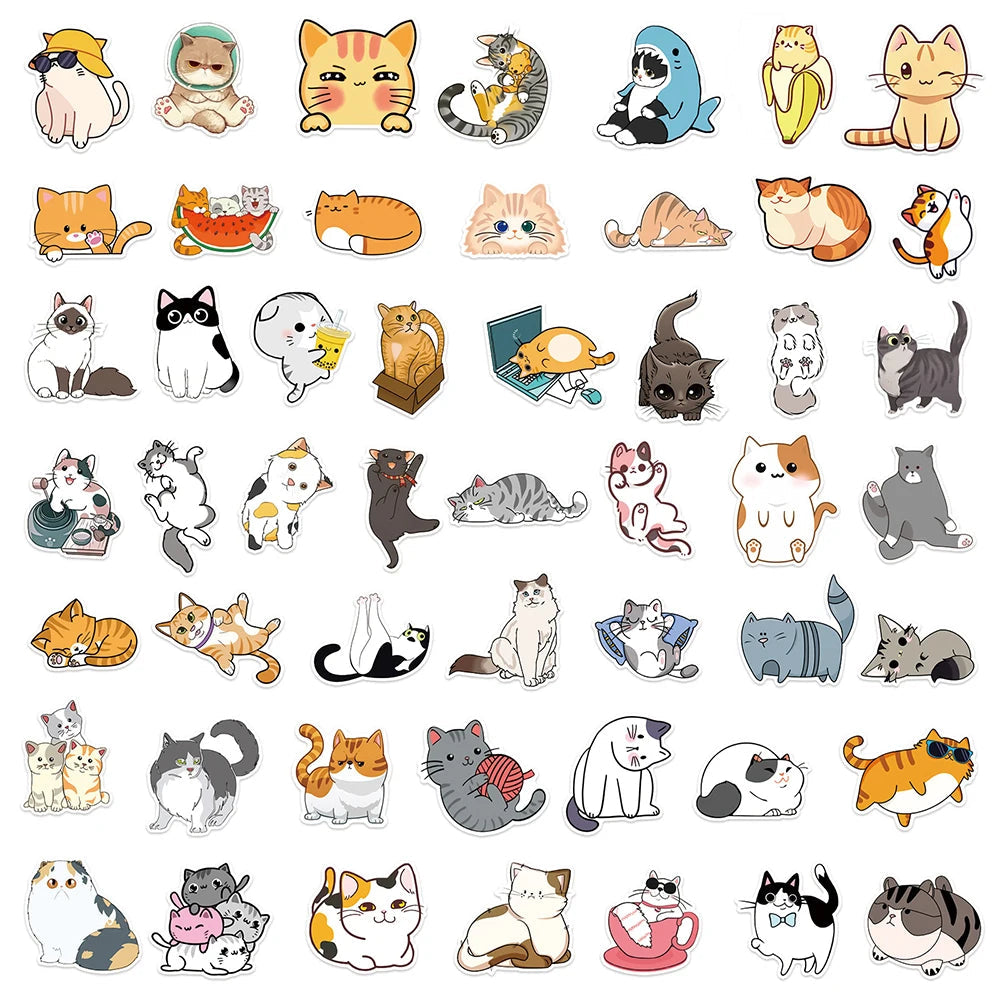 10/30/50pcs Kawaii Cat Stickers Stationery by The Kawaii Shoppu | The Kawaii Shoppu