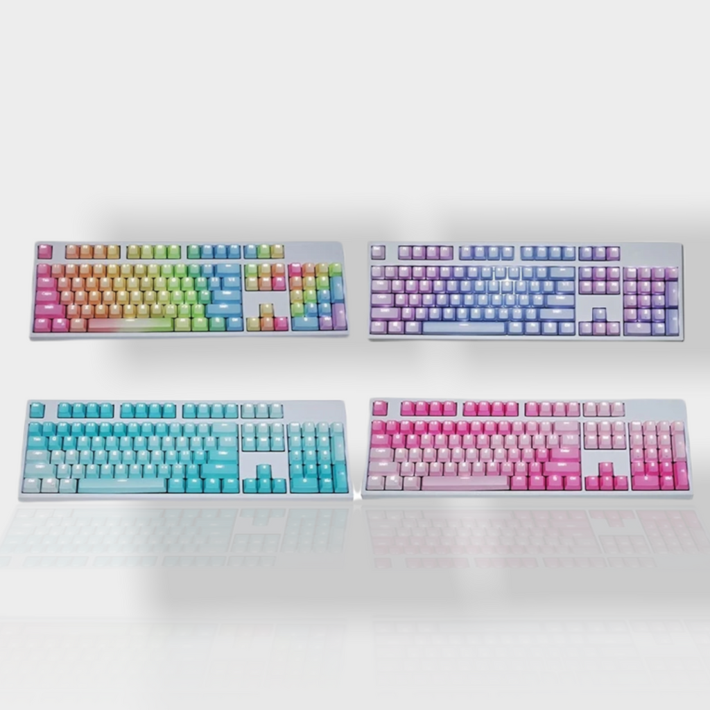 104Pcs PBT Pastel Backlit Rainbow Keycaps Accessory The Kawaii Shoppu