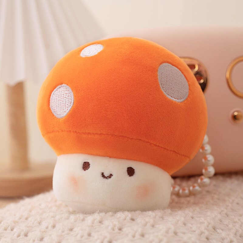 10cm Kawaii Mushroom Pearl Ring Plushie 10cm Orange Soft Toy by The Kawaii Shoppu | The Kawaii Shoppu