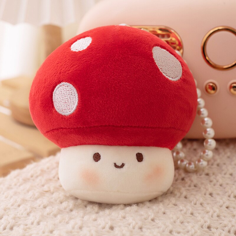 10cm Kawaii Mushroom Pearl Ring Plushie 10cm Red Soft Toy by The Kawaii Shoppu | The Kawaii Shoppu