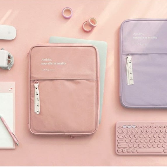 11 - 13 inch Korea Ins Storage Bag Cover Case for iPad Notebook Pink 11inch Stationery by The Kawaii Shoppu | The Kawaii Shoppu