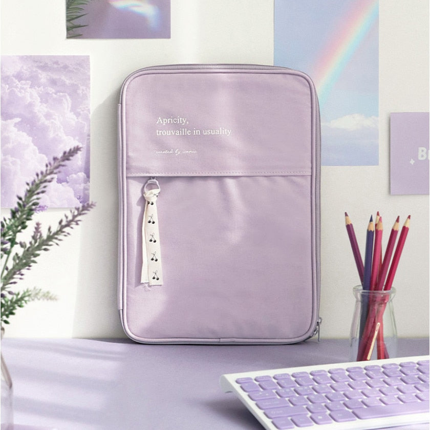 11 - 13 inch Korea Ins Storage Bag Cover Case for iPad Notebook Purple 11inch Stationery by The Kawaii Shoppu | The Kawaii Shoppu