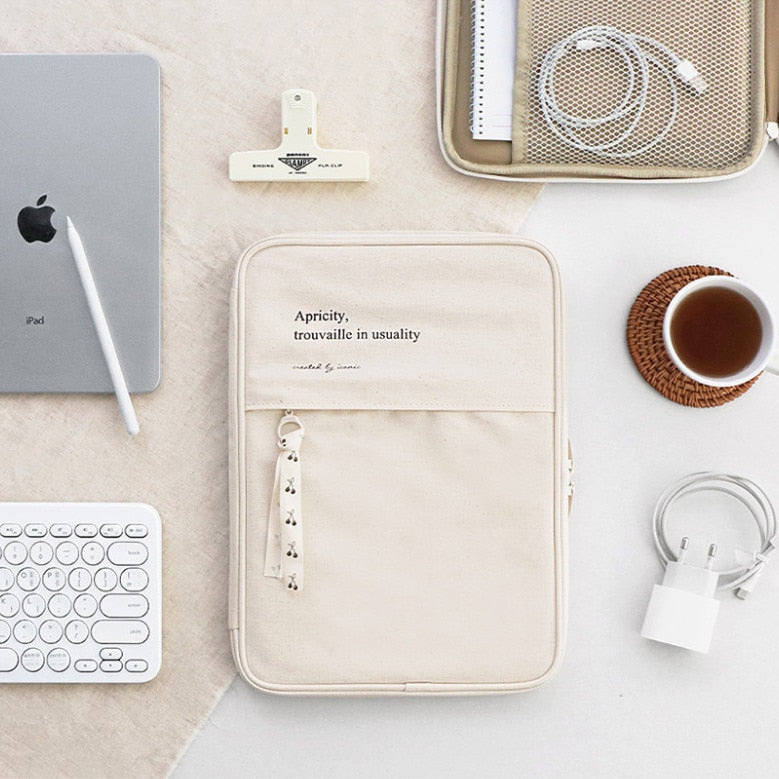 11 - 13 inch Korea Ins Storage Bag Cover Case for iPad Notebook White 11inch Stationery by The Kawaii Shoppu | The Kawaii Shoppu