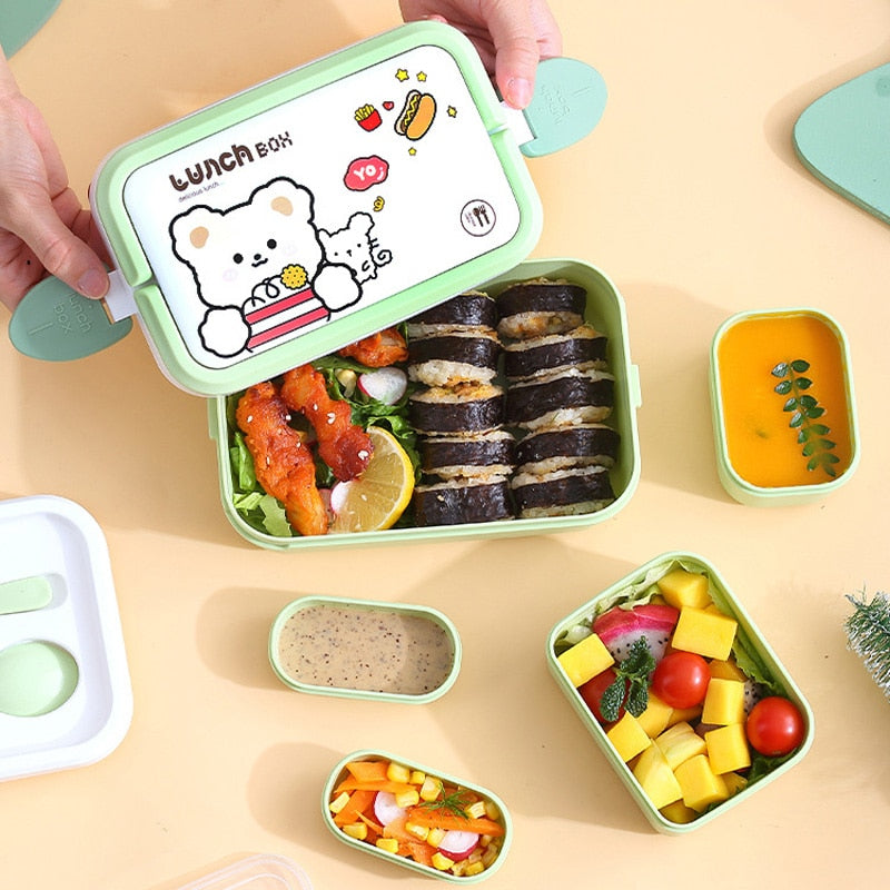 1350ML Kawaii Character Bento Box w/ Spoon/Fork Home & Kitchen by The Kawaii Shoppu | The Kawaii Shoppu