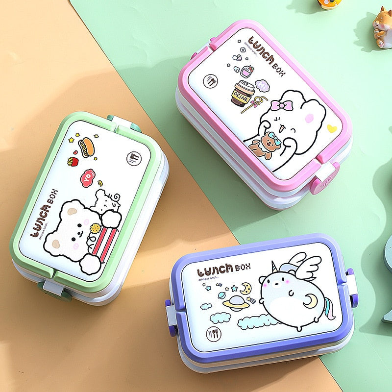 1350ML Kawaii Character Bento Box w/ Spoon/Fork Home & Kitchen by The Kawaii Shoppu | The Kawaii Shoppu