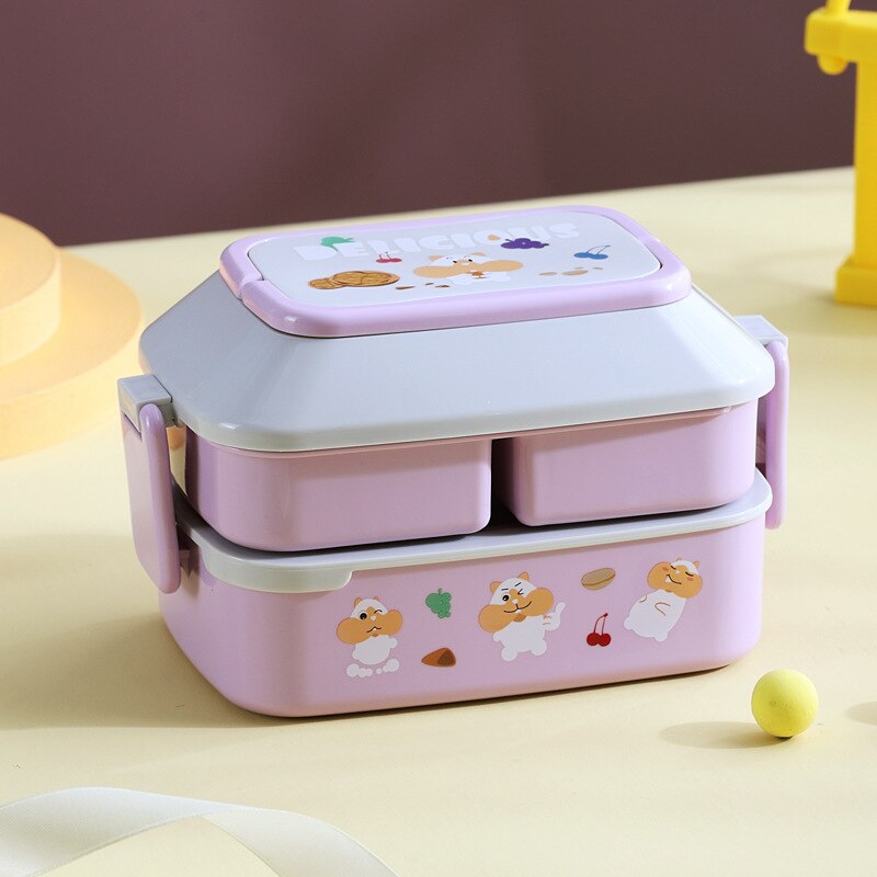 1350ML Kawaii Character Bento Box w/ Spoon/Fork Pink 1 Home & Kitchen by The Kawaii Shoppu | The Kawaii Shoppu