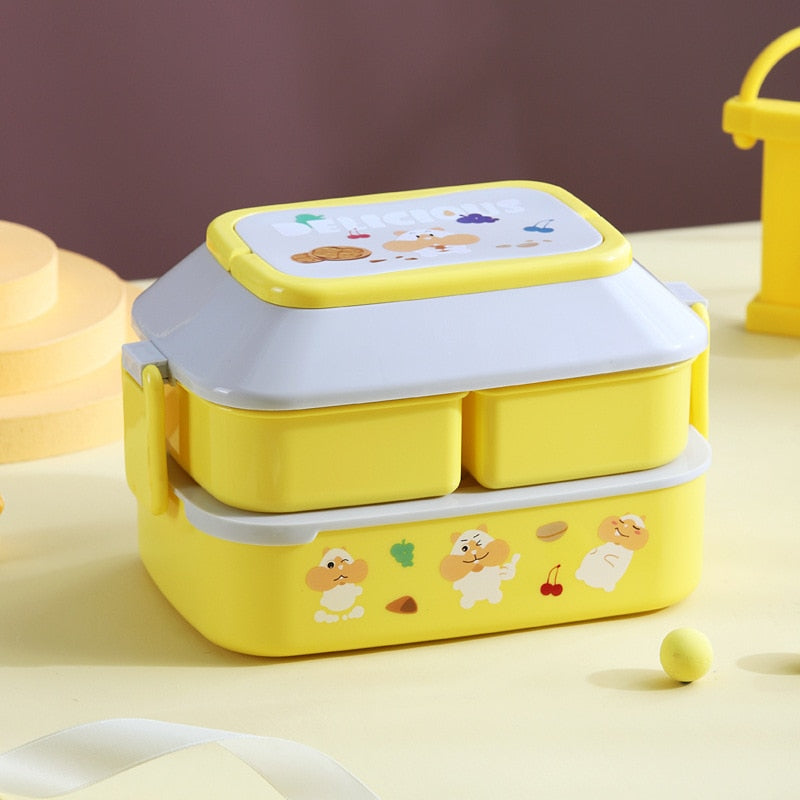 1350ML Kawaii Character Bento Box w/ Spoon/Fork Yellow Home & Kitchen by The Kawaii Shoppu | The Kawaii Shoppu