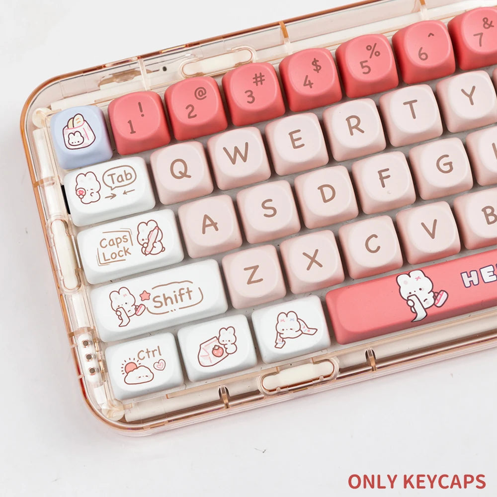 140 Keys Shopping Bunny KEYCAPS Rabbit Keyboard by The Kawaii Shoppu | The Kawaii Shoppu