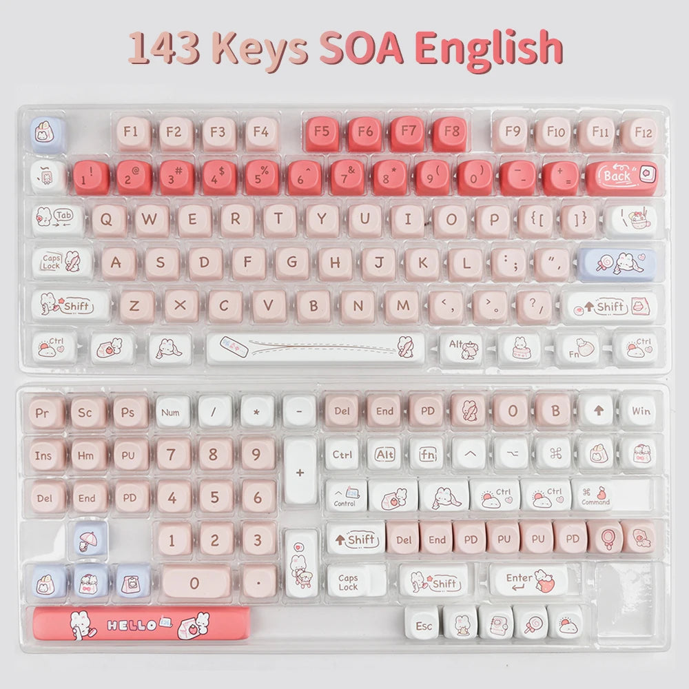 140 Keys Shopping Bunny KEYCAPS Rabbit Keyboard by The Kawaii Shoppu | The Kawaii Shoppu