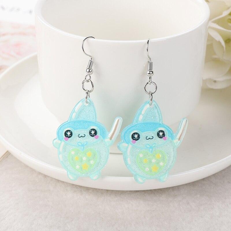 1Pair Cute Love Frog Resin Earrings Earrings by The Kawaii Shoppu | The Kawaii Shoppu