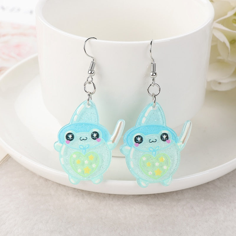 1Pair Cute Love Frog Resin Earrings Wizard Frog Earrings by The Kawaii Shoppu | The Kawaii Shoppu