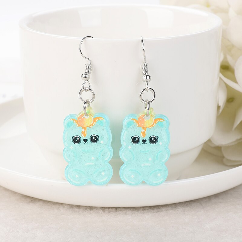 1Pair Gummy Bears Resin Earrings Blue Earrings by The Kawaii Shoppu | The Kawaii Shoppu