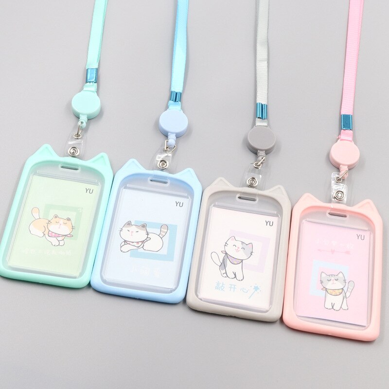 1PC Card Holder with Retractable Reel Lanyard 1pcs colour random Stationery by The Kawaii Shoppu | The Kawaii Shoppu