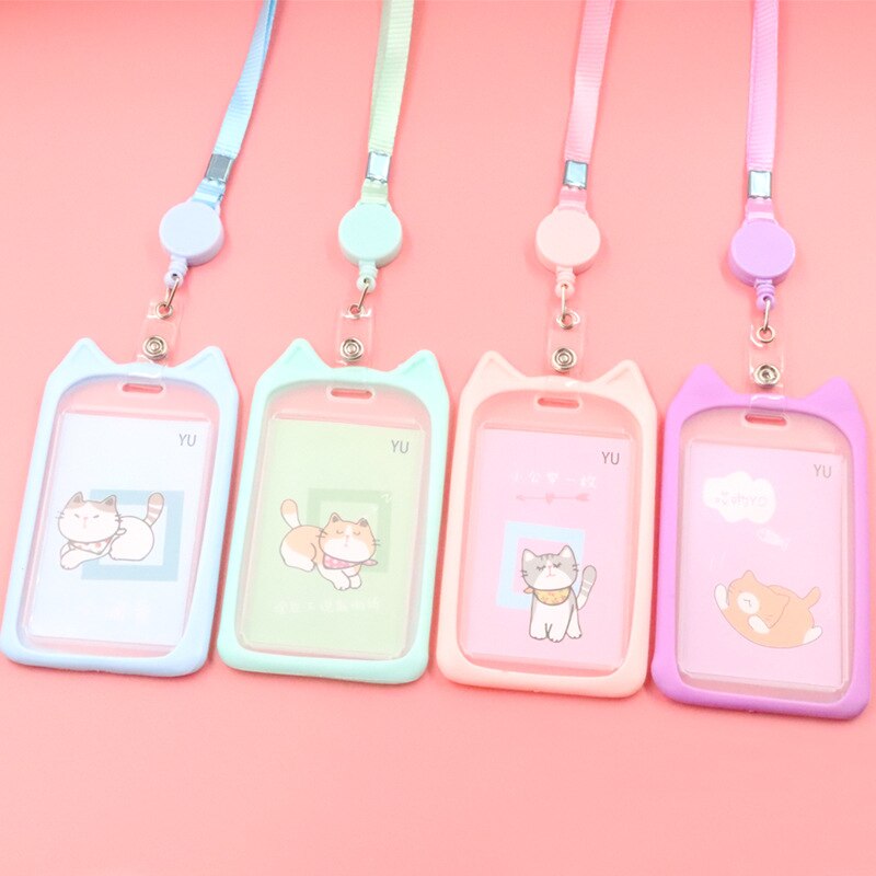 1PC Card Holder with Retractable Reel Lanyard Stationery by The Kawaii Shoppu | The Kawaii Shoppu