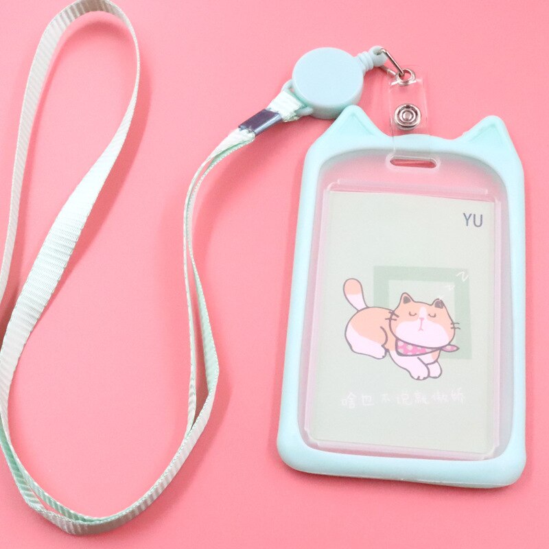 1PC Card Holder with Retractable Reel Lanyard Stationery by The Kawaii Shoppu | The Kawaii Shoppu