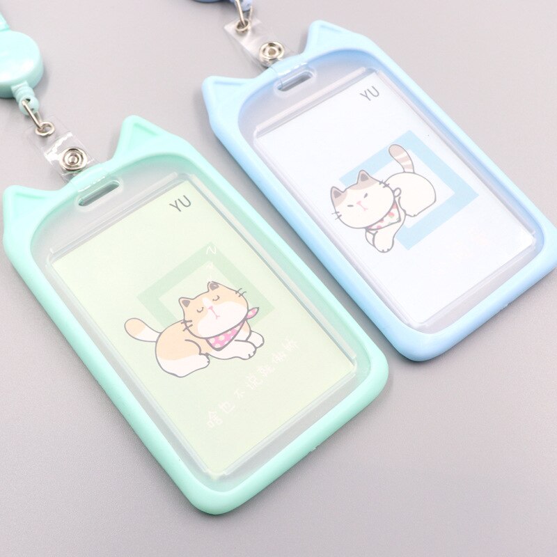 1PC Card Holder with Retractable Reel Lanyard Stationery by The Kawaii Shoppu | The Kawaii Shoppu