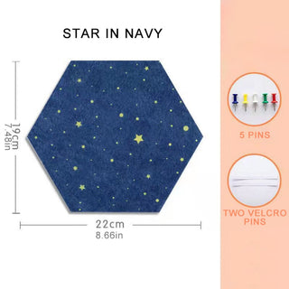 1PC DIY Felt Board Tile Hexagonal Notice Cork Self Adhesive Pin Board NavyBlue Home & Kitchen by The Kawaii Shoppu | The Kawaii Shoppu