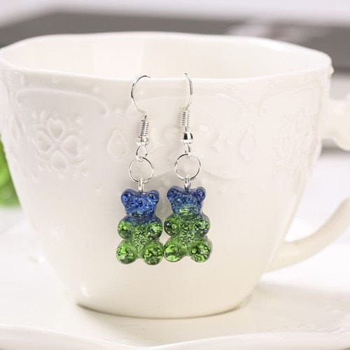 1pc Duo Tone Gummy Bear Earrings Dark Green null The Kawaii Shoppu