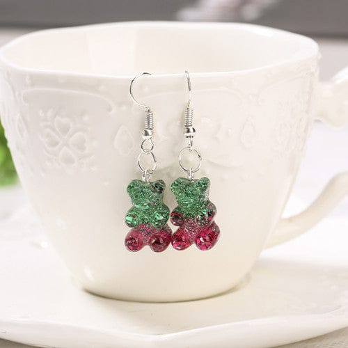 1pc Duo Tone Gummy Bear Earrings Green red null The Kawaii Shoppu