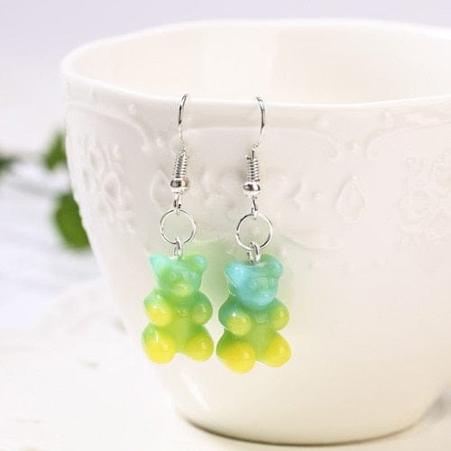 1pc Duo Tone Gummy Bear Earrings Green null The Kawaii Shoppu