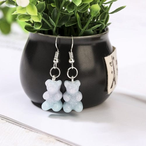 1pc Duo Tone Gummy Bear Earrings Light Blue null The Kawaii Shoppu