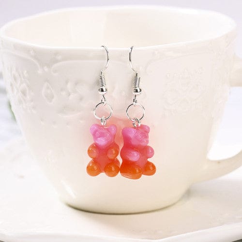 1pc Duo Tone Gummy Bear Earrings PInkOrange null The Kawaii Shoppu