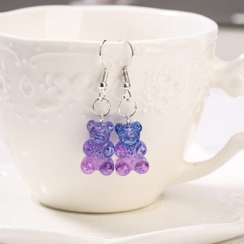 1pc Duo Tone Gummy Bear Earrings Purple PInk null The Kawaii Shoppu