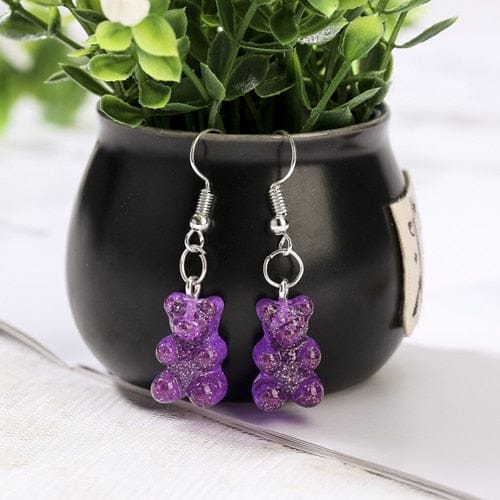 1pc Duo Tone Gummy Bear Earrings Rasberry null The Kawaii Shoppu