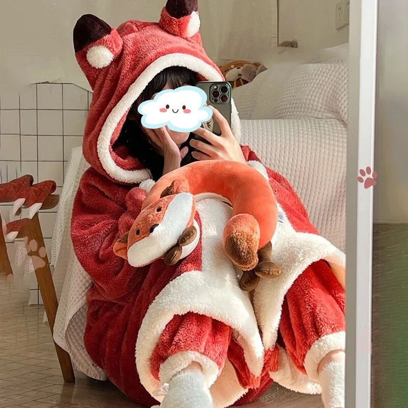 1PC Kawaii Cute Fluffy Cosplay Halloween Winter Hoodie Snuddie Robe Clothing and Accessories by The Kawaii Shoppu | The Kawaii Shoppu