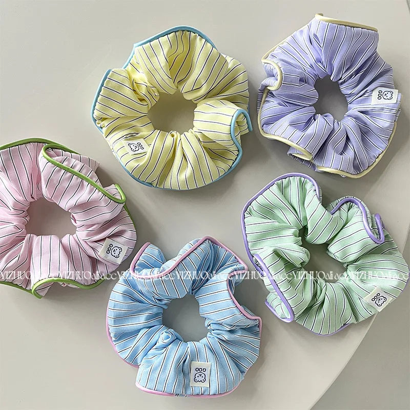 1PC KShoppu Pastel Aesthetic Stripe Scrunchie Hair Accessories by The Kawaii Shoppu | The Kawaii Shoppu