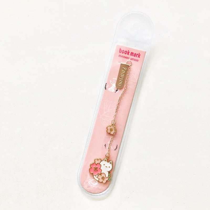 1pc Sakura Rabbit/Cat Chain Pendant Bookmark 1pc B Stationery by The Kawaii Shoppu | The Kawaii Shoppu