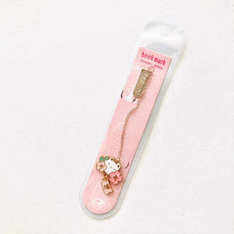 1pc Sakura Rabbit/Cat Chain Pendant Bookmark 1pc C Stationery by The Kawaii Shoppu | The Kawaii Shoppu
