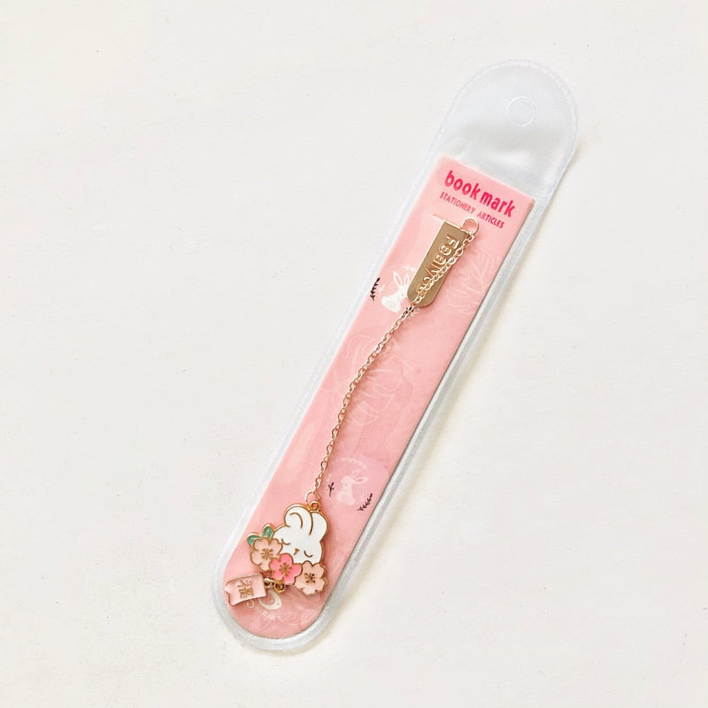 1pc Sakura Rabbit/Cat Chain Pendant Bookmark 1pc D Stationery by The Kawaii Shoppu | The Kawaii Shoppu