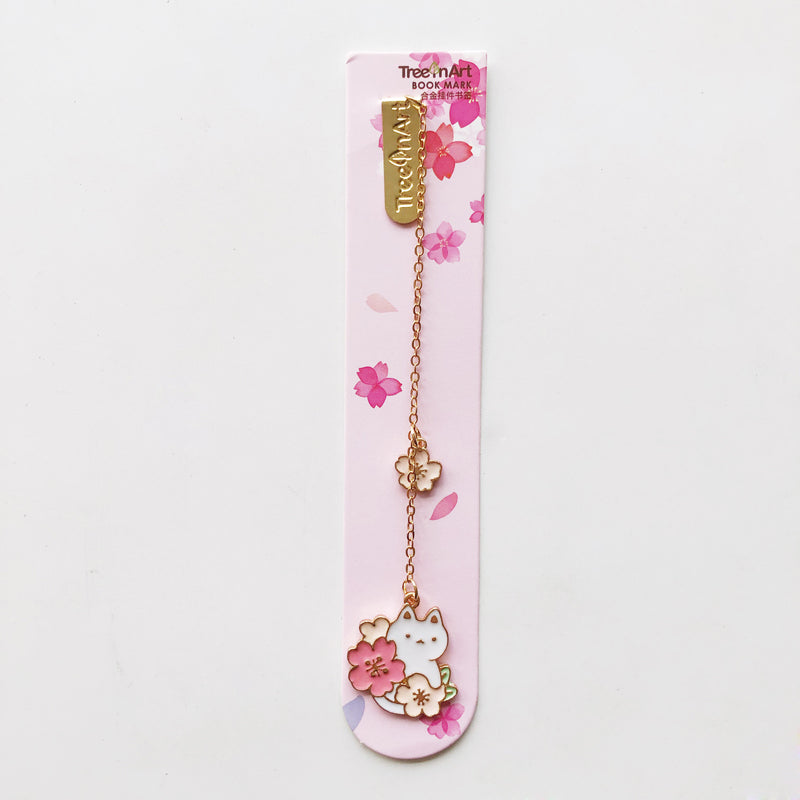 1pc Sakura Rabbit/Cat Chain Pendant Bookmark Stationery by The Kawaii Shoppu | The Kawaii Shoppu