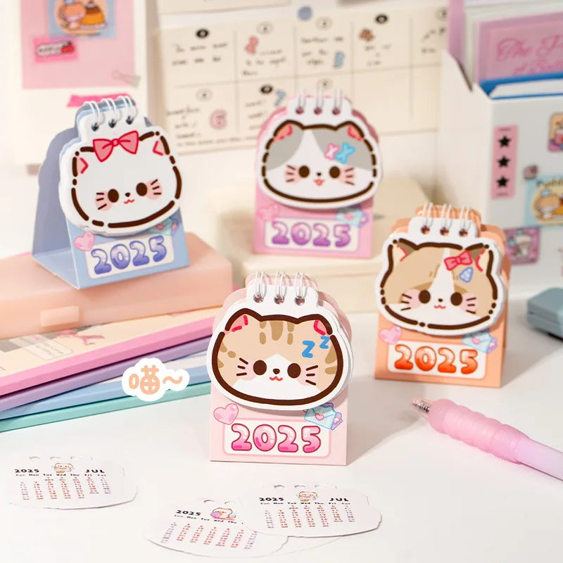 2025 Kawaii Cartoon Cat Mini Pocket Desk Calendar Stationery by The Kawaii Shoppu | The Kawaii Shoppu