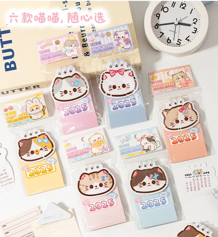 2025 Kawaii Cartoon Cat Mini Pocket Desk Calendar Stationery by The Kawaii Shoppu | The Kawaii Shoppu