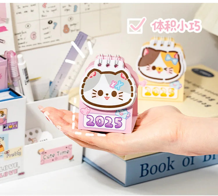 2025 Kawaii Cartoon Cat Mini Pocket Desk Calendar Stationery by The Kawaii Shoppu | The Kawaii Shoppu