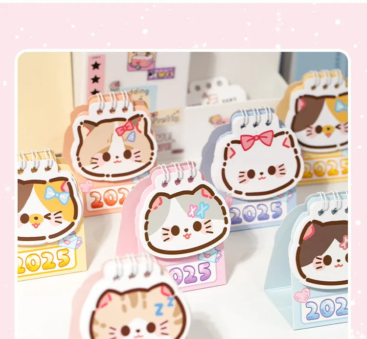 2025 Kawaii Cartoon Cat Mini Pocket Desk Calendar Stationery by The Kawaii Shoppu | The Kawaii Shoppu